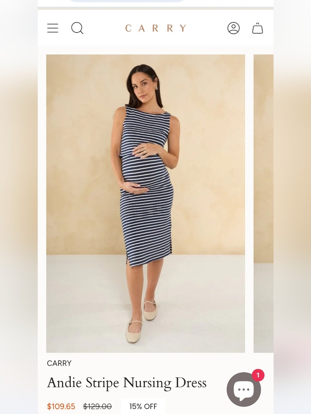 Carry Andie Stripe Nursing Dress - Navy & White
